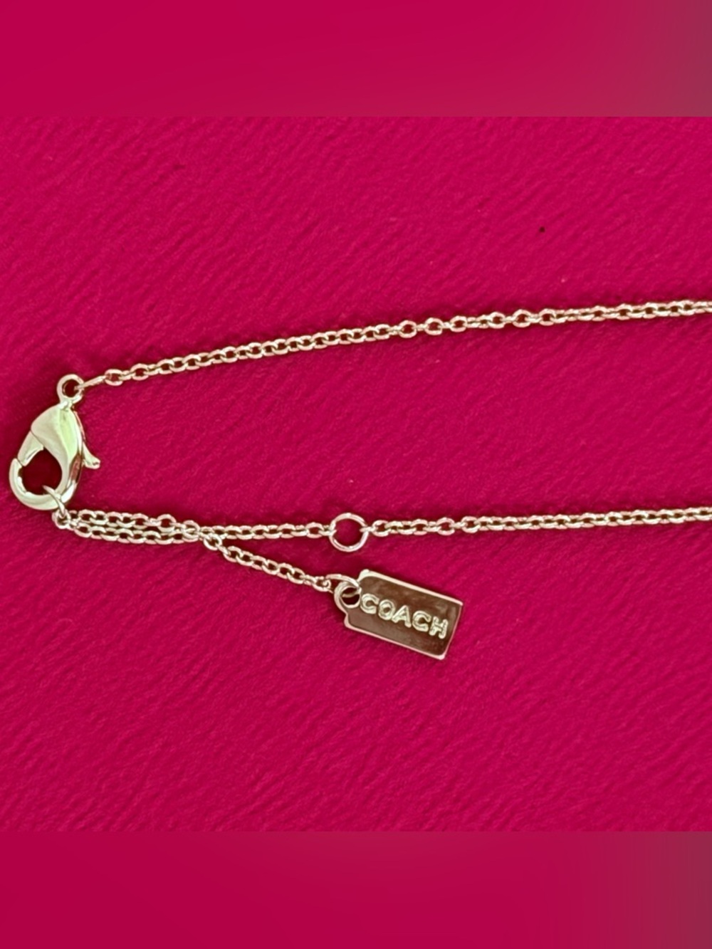 Coach 18” Silver Necklace with 3 Turquoise Blue Enamel Barrel/Ring  Charms - Picture 2 of 7